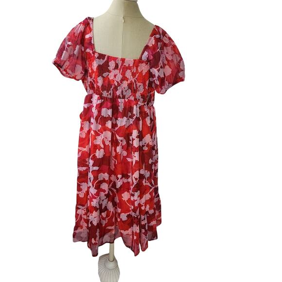 Torrid Midi Cotton Clip Dot Lace Up red Cottagecore Boho Dress 2X fairy peasant - Picture 6 of 10